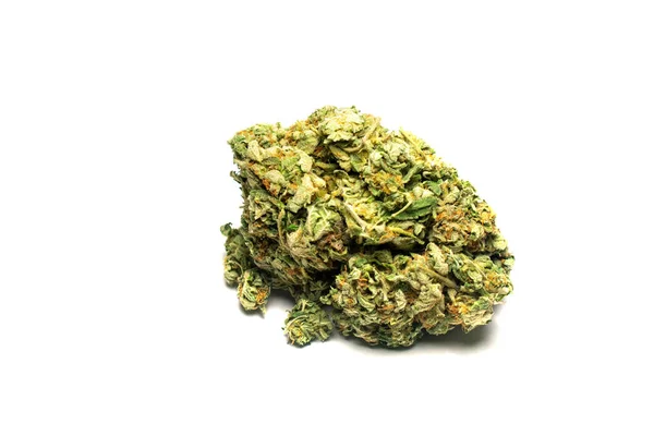 Una Grande Cannabis Nug Verde Chiaro Arancione Uno Sfondo Bianco — Foto Stock