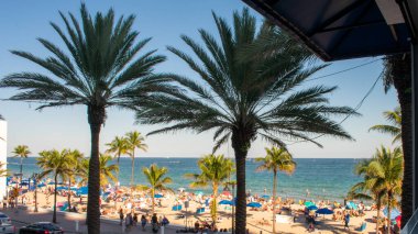 Meşgul Tropikal Plaj Sahnesinin Yüksek Açılı Görünümü