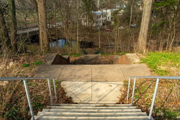 Looking Set Concrete Stairs Park Suburuban Pennsylvania — Stock Photo, Image