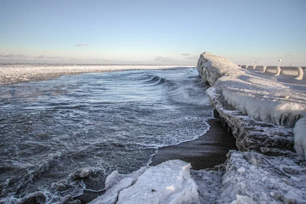 Ijs Grote Meren Ice Bevroren Grote Meren Als Golven Plons — Stockfoto