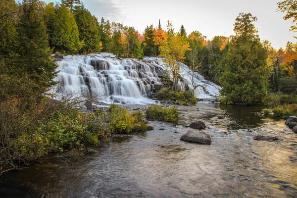 Michigan Fall Colors Panorama Des Belles Chutes Bond Dans Péninsule — Photo