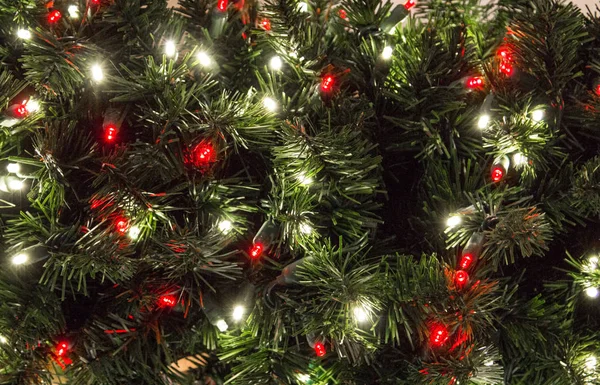 Işıklı Noel Ağacı Arka Plan Noel Ağacı Renkli Işıklar Taze — Stok fotoğraf
