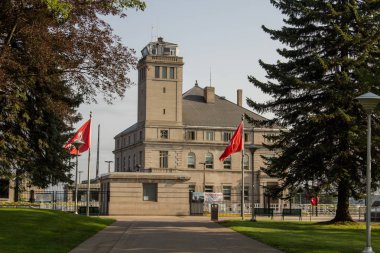 Sault Ste Marie, Michigan, ABD-19 Ağustos 2018: Michigan 'da çok kilitler. Kilitler dünyanın en işlek nakliye kanallarından biri ve Kuzey Amerika altyapısının kritik bir bileşenidir.
