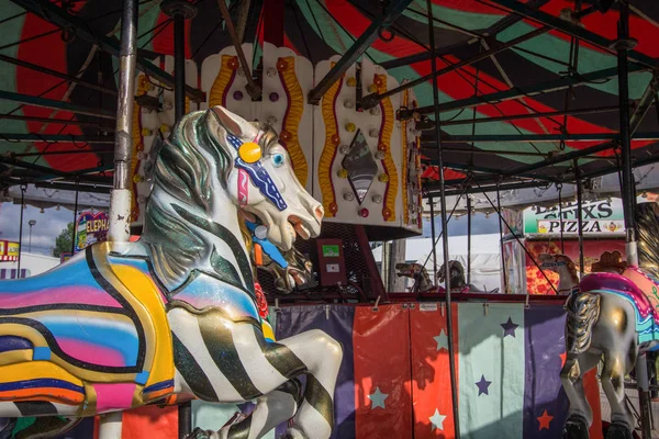 Cheboygan Michigan Usa August 2018 Close Colorful Carousel Horse Merry — ストック写真