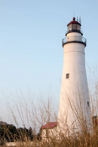 Michigan Lighthouse Vertical Orientation Fort Gratiot Lighthouse Shores Lake Huron — Stock Photo, Image