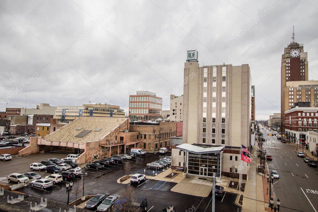 Lansing, Michigan, USA - March 14, 2019: Exterior of Davenport University in downtown Lansing Michigan. Davenport was founded in 1866 and is a private nonprofit university with several campus and offers online degrees.