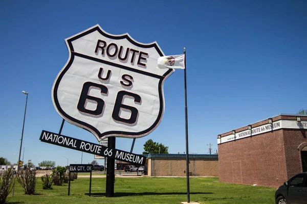 Elk City Oklahoma Usa April 2019 Riesiges Route Schild Außerhalb — Stockfoto