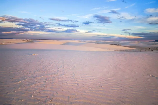 Sunset Desert Landscape With Copy Space. Sunset horizon over the vast sand dunes of the White Sands National Monument in New Mexico.