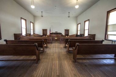 Courtroom Interior. Inside of rural courthouse which now serves as a state historical park in Tombstone, Arizona.