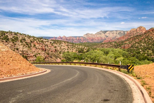 Sedona Arizona Hairpin Curva Estrada Montanha Sinuosa Através Cenário Tirar — Fotografia de Stock