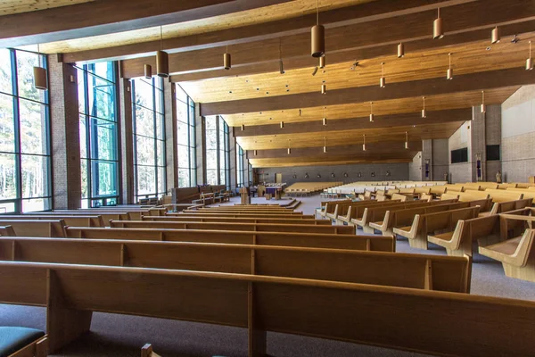 Indian River Michigan Eua Março 2019 Interior Vazio Igreja Santuário — Fotografia de Stock