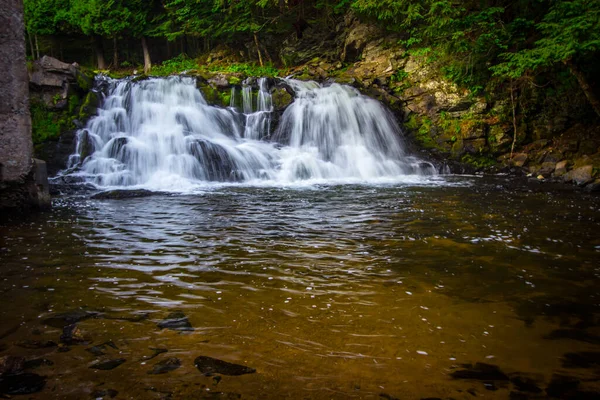 Double Cascade Dans Péninsule Supérieure Michigan Powerhouse Fall Dans Comté — Photo