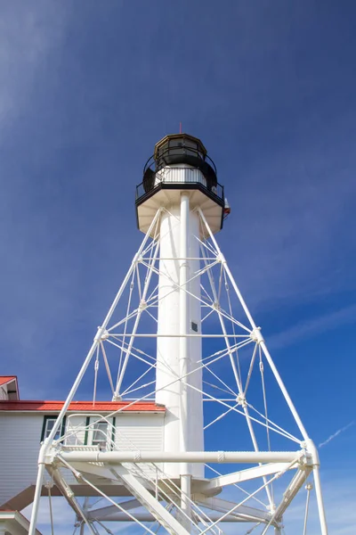 Whitefish Point Lighthouse Stands Guard Isolated Lake Superior Shoreline Shoreline — Stock Photo, Image
