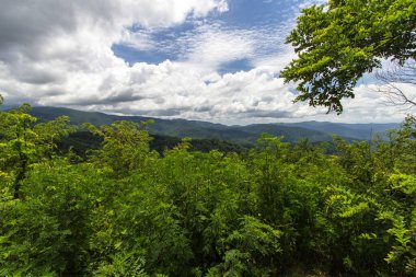 Manzaralı Appalachian Dağı Tennessee Ulusal Parkı 'ndaki Foothills Parkway' e bakıyor..