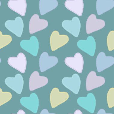 Yürekleri Aquamarin bir arka plan üzerinde renkli seamless modeli. Sessiz sesleri. Vektör eps 10.