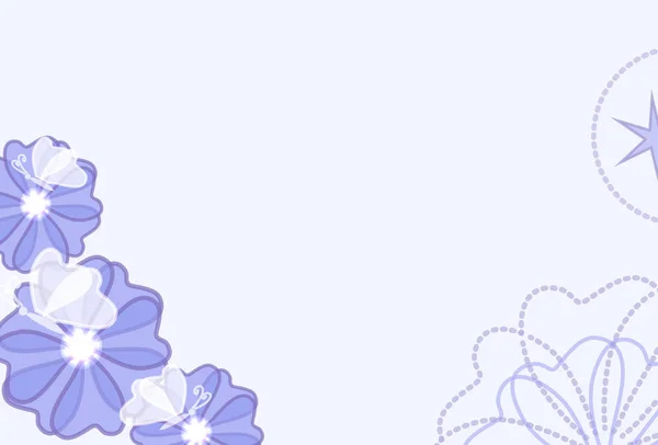 Vektor Karta Květinami Motýly Modré Barvě Eps Možnost — Stockový vektor