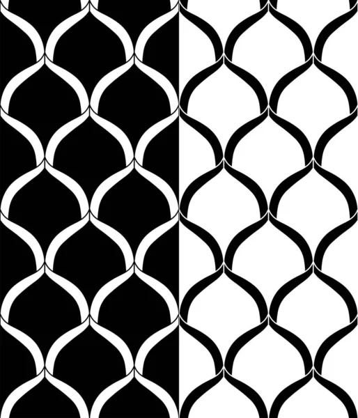 抽象的なシームレスな黒と白の対称パターンのセット ベクトル Eps 滑らかな線 — ストックベクタ