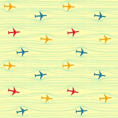 Desen Uçak ve çizgi ile. Vektör İllüstrasyon. Tasarım için iç duvar kağıdı, moda baskı, iş sunumu. Bulanık degrade.