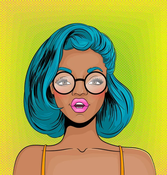 Chica Sexy Arte Pop Con Gafas Ilustración Vectorial Vector Fondo — Vector de stock