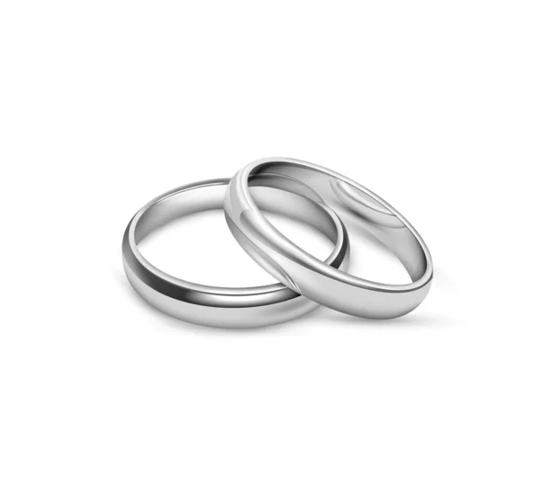 Platinové Snubní Prsteny Izolované Bílém Pozadí — Stock fotografie