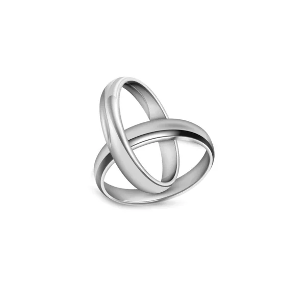 Anéis Casamento Platina Isolado Fundo Branco — Fotografia de Stock