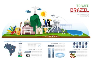 Bilgi grafik seyahati ve Brezilya şablon tasarımı. Vektör illüstrasyonu.