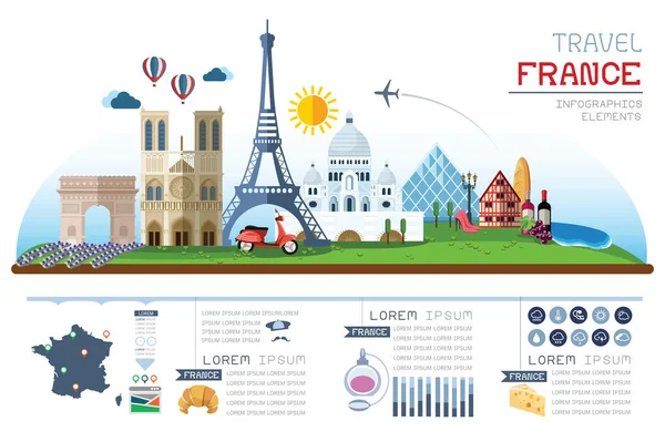 Infographie Voyage Historique France Template Design Illustration Vectorielle Conceptuelle Illustration De Stock