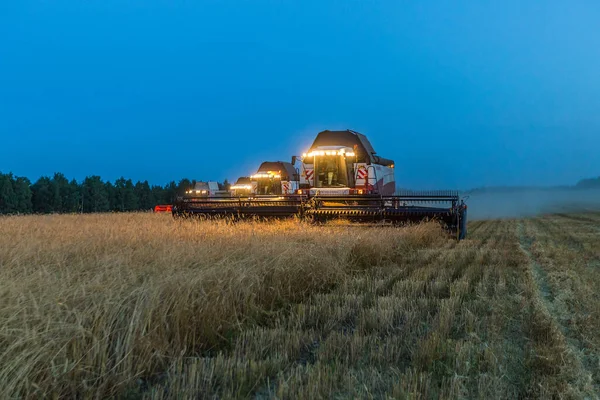 Republic Tatarstan Muslyumovo August 2020 Combine Harvester Wheat Summer Landscape — Stock Photo, Image