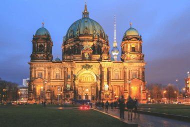 Berlin Cathedral, Berliner kubbe gece, Berlin, Almanya