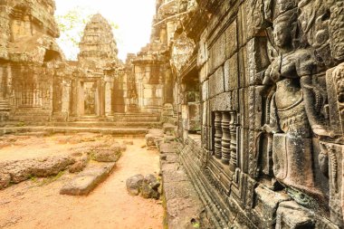 Oyma duvar kısma Angkor Wat Tapınağı, Siem Reap, Kamboçya tarih seçici. Antik khmer mimarisi