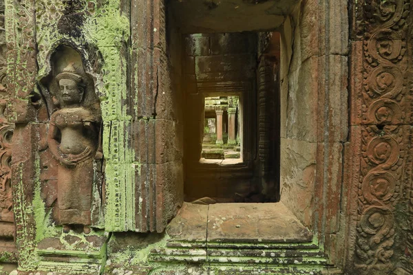 Vyřezávané Basreliéf Zdi Chrámu Angkor Wat Siem Reap Kambodža Architektura — Stock fotografie