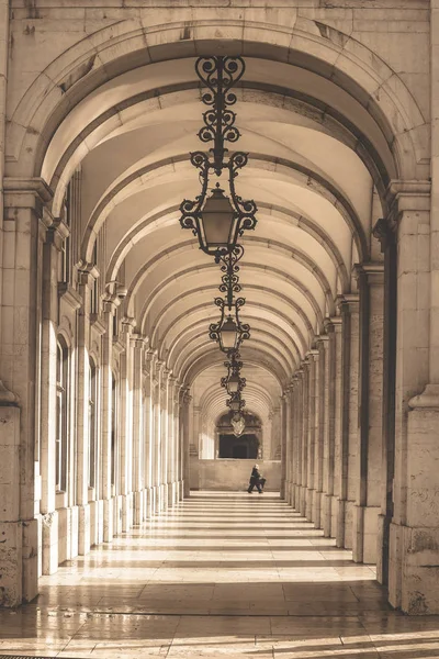 Площа Комерції Аркади Століття Лісабоні Португалія — стокове фото