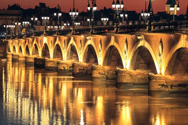 Ponte Pedra Pont Pierre Rio Garonne Bordeaux — Fotografia de Stock