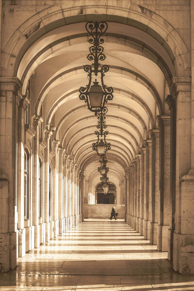 Commerce Square 18th century Arcades in Lisbon, Portugal