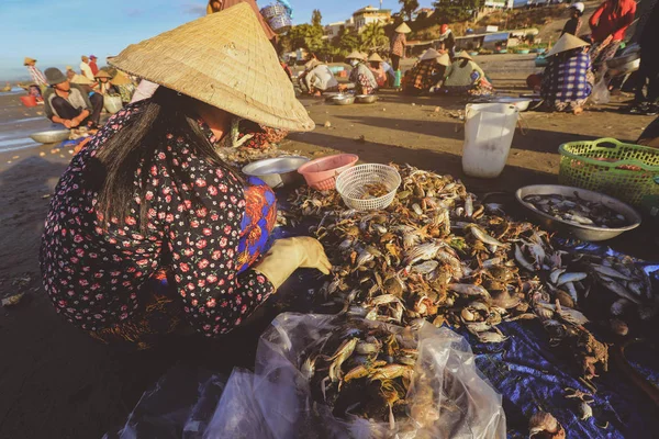 Mui Vietnam Ocak 2019 Yerel Satıcı Mui Ünlü Balıkçı Köyünde — Stok fotoğraf