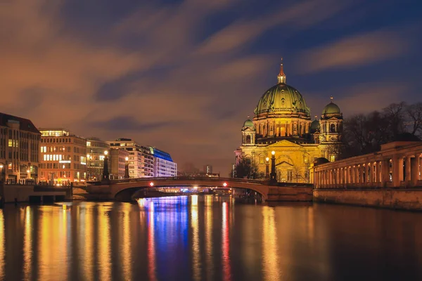Catedral Berlín Cúpula Berlinesa Por Noche Berlín Alemania — Foto de Stock