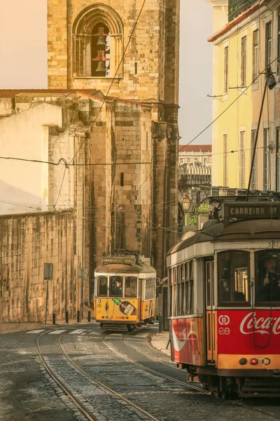Lisbon Portugal December 2018 Old Traditional Tram Carriage City Centre — Foto de Stock