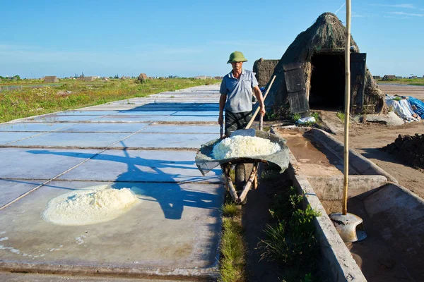 Bach Long Salt Fields Namdinh Vietnam Juni 2019 Salzarbeiter Arbeiten — Stockfoto