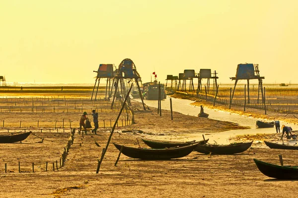 Dong Chau Beach Thai Binh Wietnam Maja 2019 Rolnicy Pracujący — Zdjęcie stockowe