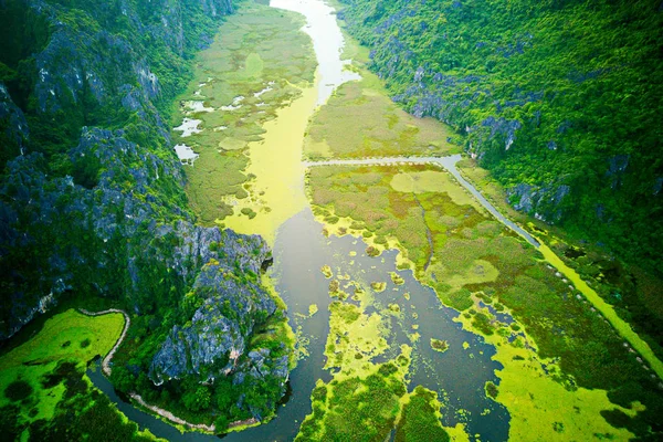 Vanlong Природний Заповідник Ninhbinh Єтнам Липня 2019 Аерофотознімок Заповідника Дуже — стокове фото