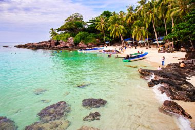 Phu Quoc Adası, Vietnam - 29 Ocak 2017: Adanın nice manzarası. Bu konum balıkçılık ve turistler için büyük bir yer için ünlüdür.