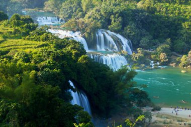  Ban Gioc Şelalesinin Güzeli Cao Bang, Vietnam 'da hasat zamanı.