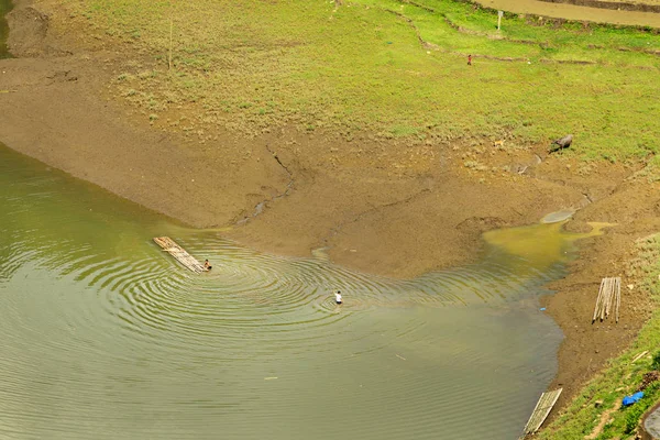 Aerial Image Great Rice Terraces Lao Cai Vietnam Watering Season — Stock Photo, Image