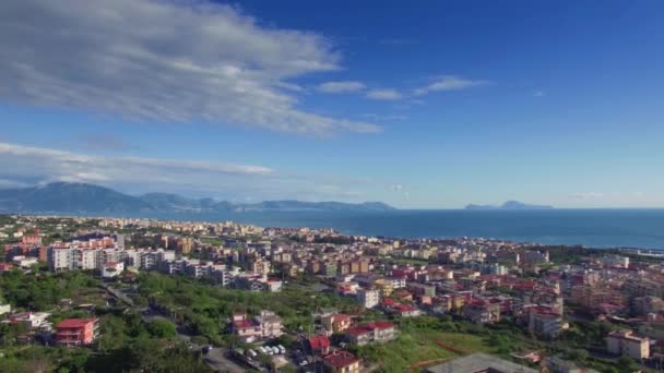 Flight over Naples Italy by the sea and at the foot of the volcano 7 — Stock Video