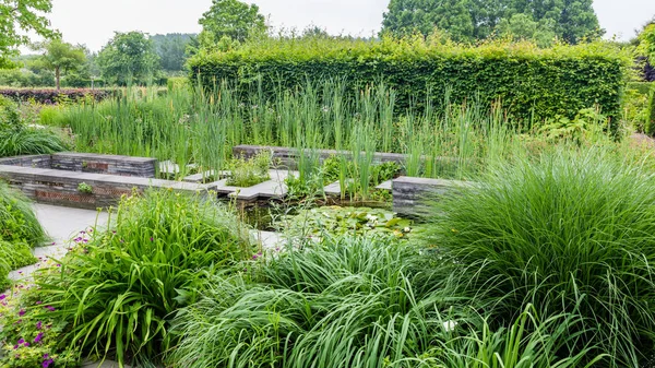 Zahradní design s vodní prvky — Stock fotografie