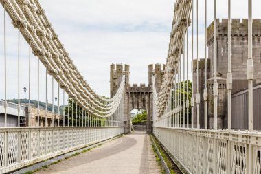 Conwy Castle ve Conwy asma köprü, Galler İngiltere'de