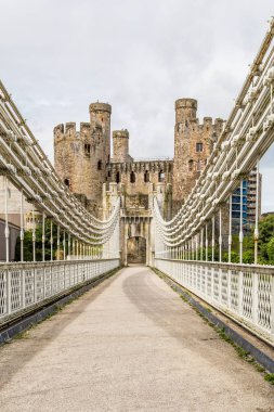 Conwy Castle ve Conwy asma köprü, Galler İngiltere'de