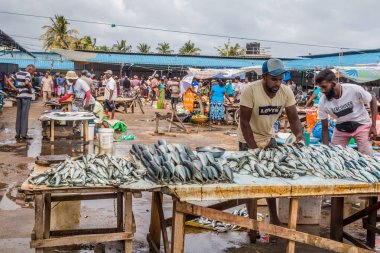 Pazarda balık satıyorum.