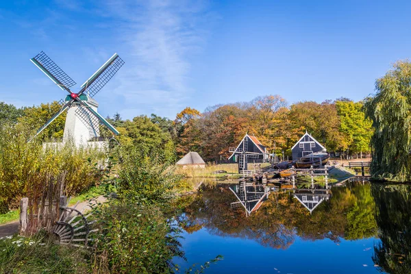 Historic Dutch scene with windmill — Stock Photo, Image