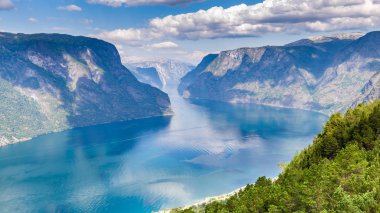 Aurland, Sogn og Fjordane, Norveç 'te panoramik manzara Stegastein